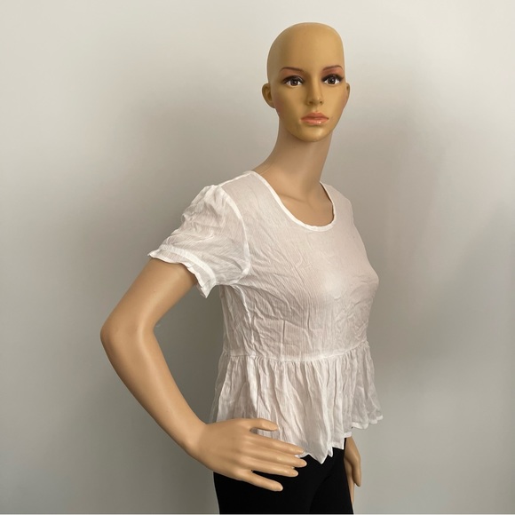 White Sheer Peplum Tie-back Top - Picture 4 of 8